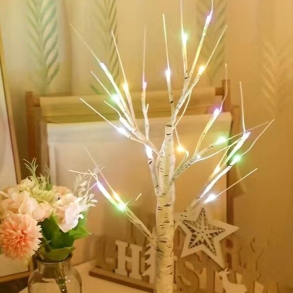 23"T USB Plug-in Battery Holiday LED Multicolor Lighted Poseable Birch Tree New - Picture 1 of 7
